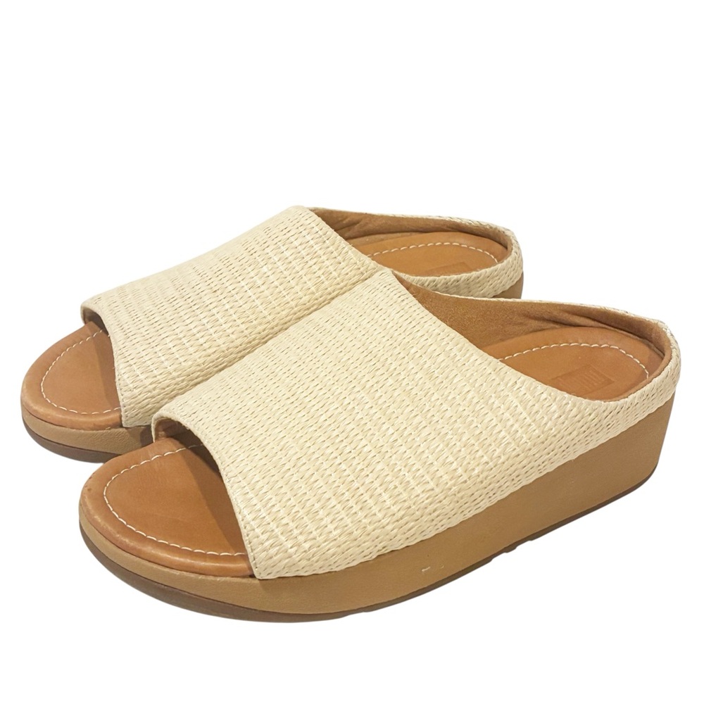Fitflop Cream and Tan Slide Sandals